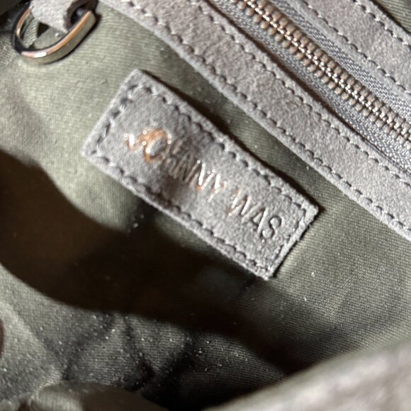 Johnny Was Elodie Suede Felt Laser‎ Cut Fringe Boho Gray Suede Leather Tote NWOT - Picture 5 of 8